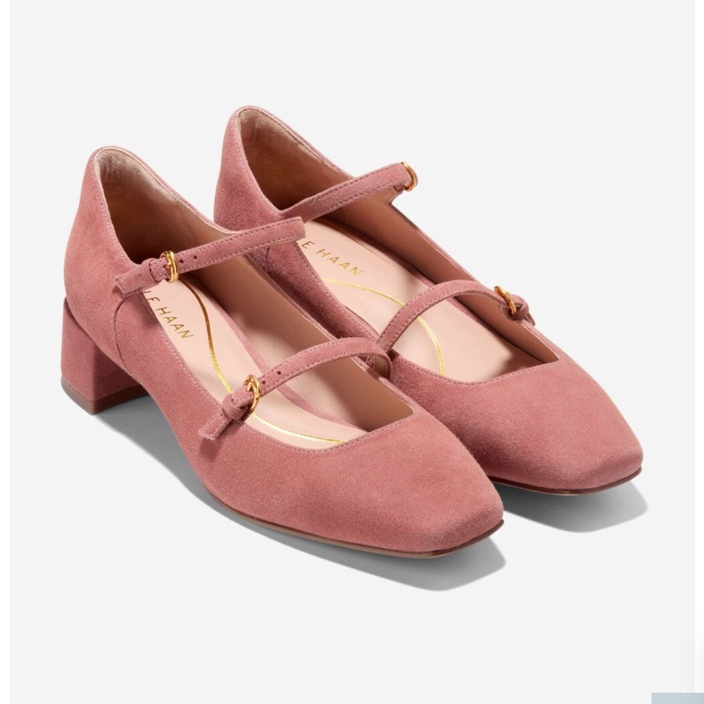 Cole Haan Paxton Mary Jane with block heel in dusty pink. Size 8